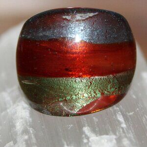 Funky Glass Tri-ToneShimmering Metallic Band Ring